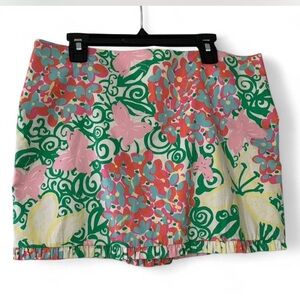 Enchanted Garden Lilly Pulitzer Pink, Green & Blue Floral Mini Skirt size 2